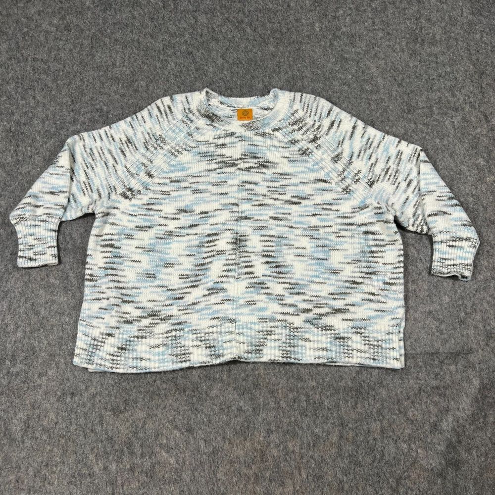 Ruby Rd. Women's Crewneck Sweater Size S/M White Blue Black Acrylic 3/4 Sleeves